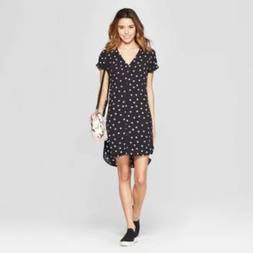 A New Day Polka Dot Dress Black Size Small